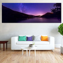 Load image into Gallery viewer, Starry  Sky  Canvas  Wall  Art  Black  Galaxy  Mountain  Living  Room  1  Piece  Canvas  Print  Milky  Way  Blue  Starry  Night  Canvas  Set In Living Room
