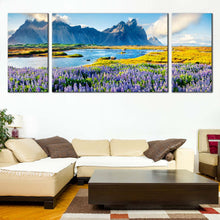 Load image into Gallery viewer, Stokksnes Headland Canvas Wall Art Blue Batman Mountain  3 Piece Canvas Southeastern Icelandic Landscape Canvas Print For Living Room
