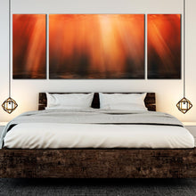 Load image into Gallery viewer, Sunbeam Abstract underwater backgrounds in the sea 3 panel canvas For Bedroom

