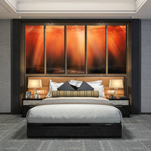 Load image into Gallery viewer, Sunbeam Abstract underwater backgrounds in the sea red orange 5 panel canvas For Bedroom
