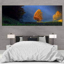 Load image into Gallery viewer, Sunbeam  Landscape  Canvas  Wall  Art  Blue  Sky  Landscape  Scenery  Bedoom  1  Piece  Canvas  Golden  Green  Trees  Scenery  Canvas  Print For Bedroom
