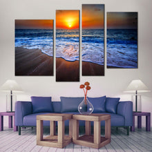 Load image into Gallery viewer, Sunset Beach 4 panel Canvas Prints Sea Wave Seascape 
