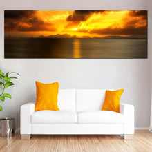 Load image into Gallery viewer, Sunset  Clouds  Canvas  Wall  Art  Grey  Seascape  Sunset  Reflection  Multi  Canvas  Yellow  Ocean  Sky  Living  Room  1  Piece  Canvas  Print For Living Room
