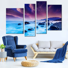 Load image into Gallery viewer, Sunset Sea Canvas Wall Art Beautiful Rimea Ukraine Ocean  4 Piece Canvas Print Sea Dramatic Overcast Sky Multi Canvas In Living Room
