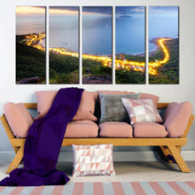 Load image into Gallery viewer, Taiwan ocean mountain sky canvas decor Dramatic Morning Sky 5 panel canvas print In Living Room
