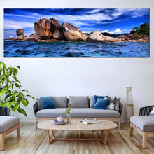 Load image into Gallery viewer, Tempest  Ocean  Canvas  Wall  Art  Blue  Cloudy  Sky  1  Piece  Canvas  Living  Room  Brown  Ocean  Rocks  Canvas  Print For Living Room
