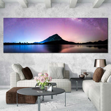 Load image into Gallery viewer, Thailand Mountain Canvas Wall Art Blue Landscape Night Galaxy Panoramic Canvas Print Purple Sky Night Stars Canvas Artwork For Living Room
