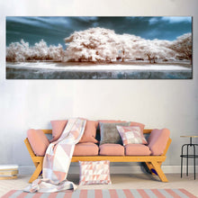 Load image into Gallery viewer, Thailand  Trees  Canvas  Wall  Art  Beautiful  Blue  Cloudy  Sky  Wide  Canvas  Print  White  Tress  Water  Reflection Panoramic  Canvas For Living Room
