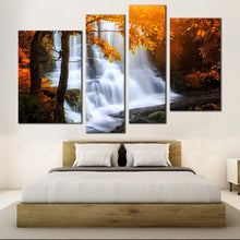 Load image into Gallery viewer, Thailand Waterfall Canvas Wall Art Hin Rang Kla National Park  4 Piece Canvas Print White Red Mun Daeng Waterfall Canvas Artwork
