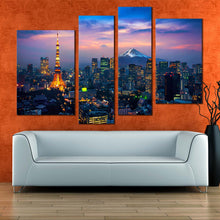 Load image into Gallery viewer, Tokyo City Canvas Print City Aerial View Multiple Canvas Japan Fuji Mountain 4 Piece Canvas Wall Art
