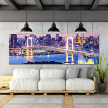 Load image into Gallery viewer, Tokyo  Bay  Rainbow  Bridge  at  night  canvas  artwork For Living Room
