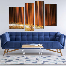 Load image into Gallery viewer, Trees Forest Canvas Wall Art Yellow Autumn Forest Nature 4 Piece Canvas Set Orange Scenery Canvas Print
