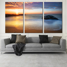 Load image into Gallery viewer, Triptych ocean beach sun light streaming wall decor  In Living Room
