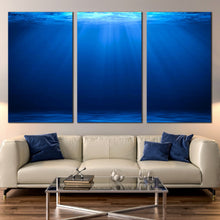 Load image into Gallery viewer, Tropical Water Deep Ocean sunset canvas home decor In Living Room
