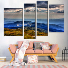 Load image into Gallery viewer, Ukrainian Carpathians Canvas Wall Art Blue Carpathians Mountain Canvas Print Green Petros Moun Scenery  4 Piece Canvas 
