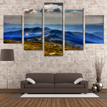 Load image into Gallery viewer, Ukrainian  Carpathians  Canvas  Wall  Art  Blue  Carpathians  Mountain  Canvas  Print  Green  Petros  Moun  Scenery 5  Piece  Canvas In Living room
