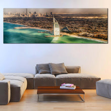 Load image into Gallery viewer, Umm  Suqeim  Beach  Canvas  Wall  Art  Brown  City  Skyline  Canvas  Print  Sea  Green  Dubai  Beach Piece  Canvas  Artwork For Living Room
