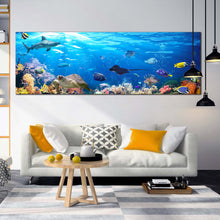 Load image into Gallery viewer, Underwater Scene Canvas Wall Art Blue Exotic Underwater Canvas Print Colorful Coral Reef Fish 1 Piece Canvas Artwork For Living Room
