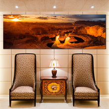 Load image into Gallery viewer, Utah  Desert  Canvas  Wall  Art  Canyon  Lake  Powell  Brown  Mountain  Living  Room  1  Piece  Canvas  Print  Yellow  Cloudy  Sunset  Sky  Desert  Canvas  Set For Living Room
