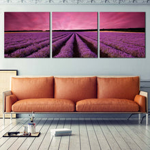 Load image into Gallery viewer, Valensole  Plateau  Canvas  Wall  Art  Purple  Lavender  Fields  Canvas  Beautiful  Black  Landscape  Scenery  Sunrise  Living  Room  3  Piece  Canvas  Print For Living Room
