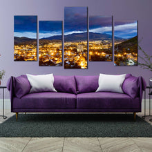 Load image into Gallery viewer, Vanadzor Armenia City Skyline at night 5 panel wall art For Living Room
