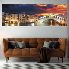 Load image into Gallery viewer, Venice  Bridge  Canvas  Wall  Art  Dramatic  Orange  Cloudy  Sunset  Sky  Canvas  Print  Beautiful  Ponte  Rialto  Living  Room  1  Piece  Canvas For Living Room
