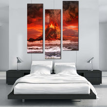 Load image into Gallery viewer, Volcano  Eruption  Canvas  Wall  Art  Red  Orange  Cloudy  Sky  Bedroom  3  Piece  Canvas  Volcano  Scenery  Canvas  Print For Bedroom
