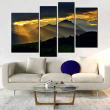 Load image into Gallery viewer, Wall Art Of Beautiful Mountains Landscape Sunrays Clouds 4 Piece Magical Scenery Sunset 4 panel panel Landscape decor 
