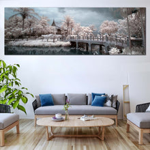 Load image into Gallery viewer, Wat  Chalerm  Canvas  Print  Grey  Sky  Bridge  River  Living  Room  1  Piece  Canvas  Artwork  Thailand  White  Trees  Scenery  Canvas  Wall  Art For Living room
