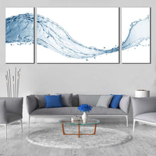 Load image into Gallery viewer, Water Splash Canvas Wall Art Blue Abstract Liquid Wave Canvas Print Abstract Isolated Water Splash 3 Piece Canvas Print For Living Room
