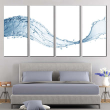 Load image into Gallery viewer, Water Splash Canvas Wall Art Blue Abstract Liquid Wave Canvas Print Abstract Isolated Water Splash 4 Piece Canvas Print For bedroom
