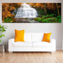 Load image into Gallery viewer, Waterfall  Forest  Canvas  Print  Orange  Autumn  Trees  Waterfall  Wide  Canvas  Beautiful  White  Waterfall  Scenery  Living  Room  Panoramic  Canvas  Art In  Living Room
