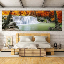 Load image into Gallery viewer, Waterfall  Lake  Canvas  Wall  Art  Thailand  Green  Waterfall  River  Canvas  Print  Orange  Forest  Waterfall  Bedroom  1  Piece  Multi  Canvas For Bedroom
