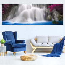 Load image into Gallery viewer, Waterfall  Scenery  Canvas  Wall  Art  Huay  Mae  Khamin  White  Waterfall  Living  Room  1  Piece  Canvas  Print  Kanchanaburi  Thailand  Purple  Trees  Waterfall  Wide  Canvas  Art For Living Room
