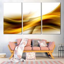 Load image into Gallery viewer, Waves Design Canvas Wall Art Abstract Gold Waves Canvas Print Yellow Abstract Pattern 3 Piece Multiple Canvas For Living Room
