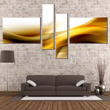Load image into Gallery viewer, Waves Design Canvas Wall Art Abstract Gold Waves Canvas Print Yellow Abstract Pattern 4 Piece Multiple Canvas For Your Living Room
