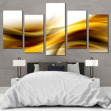 Load image into Gallery viewer, Waves Design Canvas Wall Art Abstract Gold Waves Canvas Print Yellow Abstract Pattern 5 Piece Multiple Canvas For Your Bedroom
