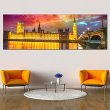 Load image into Gallery viewer, Westminster  Bridge  Over  River  Thames  Dusk  sky  panoramic  canvas  print In Living Room
