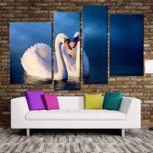 Load image into Gallery viewer, White Swans in Love 4 piece canvas print 
