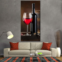 Load image into Gallery viewer, Wine  Bottle  Canvas  Wall  Art  Red  Grapes  With  Red  Wine  Living  Room  Vertical  Canvas  Artwork  Brown  Wine  Barrel  Canvas  Print In Living Room
