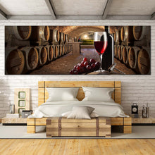 Load image into Gallery viewer, Wine  Cellar  Canvas  Wall  Art  Brown  Barrels  Grapes  Bottles  Canvas  Art  Red  Wine  Drink  Glass  Bedroom  1  Piece  Canvas  Print For Bedroom
