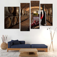 Load image into Gallery viewer, Wine Cellar Canvas Wall Art Red Wine Drink Glass  4 Piece Canvas Print 
