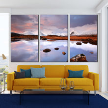 Load image into Gallery viewer, Winter Sunrise Glencoe mountain 3 piece wall art For Living Room
