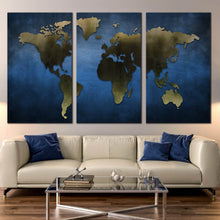 Load image into Gallery viewer, World Map Canvas Art Print 3 piece canvas art For Living Room
