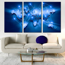 Load image into Gallery viewer, World Map Canvas Art Print 3 piece canvas art For Living Room
