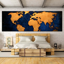 Load image into Gallery viewer, World  Map  Canvas  Wall  Art  Golden  Map  Bedroom  1  Piece  Canvas For Bedroom
