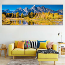 Load image into Gallery viewer, Wyoming  Mountains  Canvas  Wall  Art  Golden  Aspen  Trees  Multiple  Canvas  Blue  Sky  Ocean  Mountain  Living  Room  1  Piece  Canvas For Living Room
