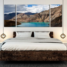 Load image into Gallery viewer, Yamdrok Lake Tibet Home Decor Sacred Lakes Sky 3 panel canvas print For Bedroom
