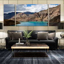 Load image into Gallery viewer, Yamdrok Yumtso Lakes Mountains Sky 3 piece wall art In Living Room
