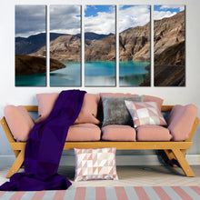 Load image into Gallery viewer, Yamdrok Yumtso Lakes Mountains Sky Tibet 5 panel canvas art For Living Room
